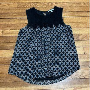Daniel Rainn Sleeveless Top Womens Size Small Black Blue Lacey Shirt Casual